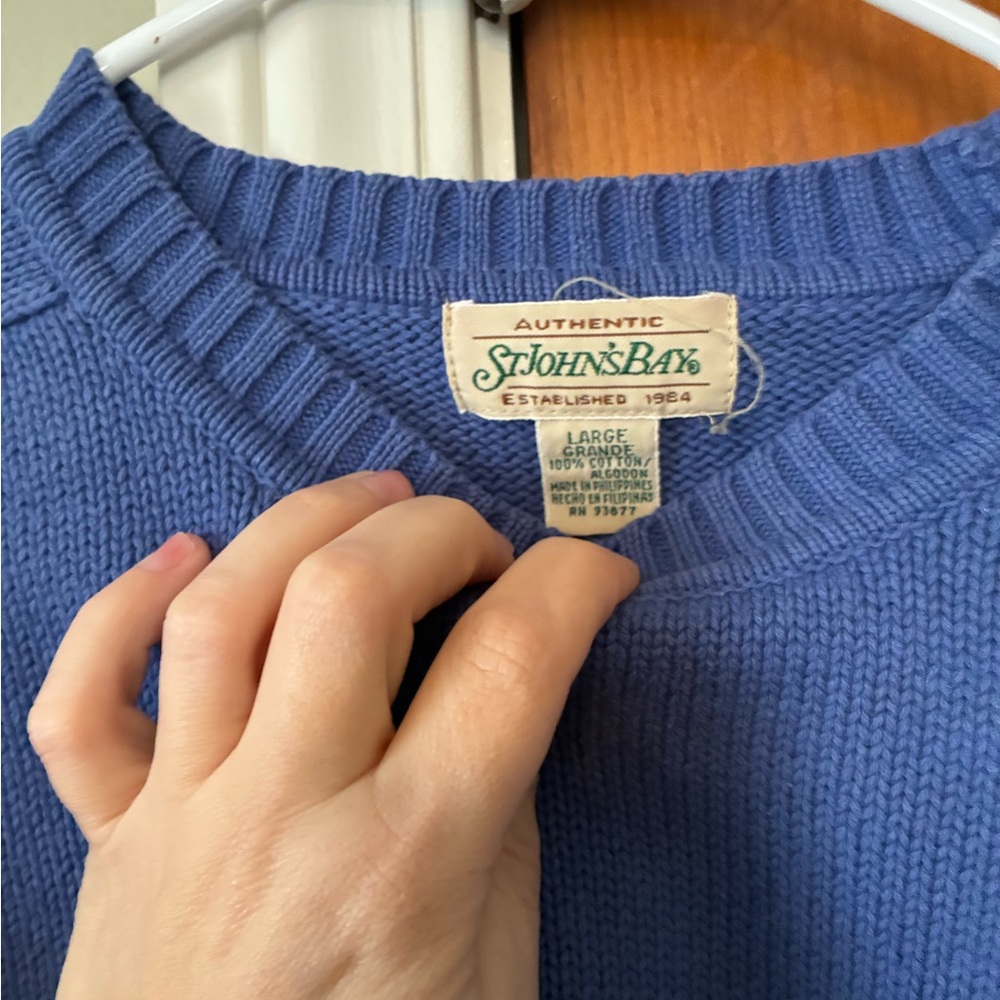 Vintage St. John's Bay Classic periwinkle Crew Neck Sweater - Picture 3 of 3